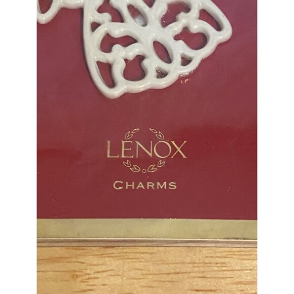 Lenox Pierced Angel Ivory China Charm With Red Ribbon for Hanging Ornament - Picture 3 of 4